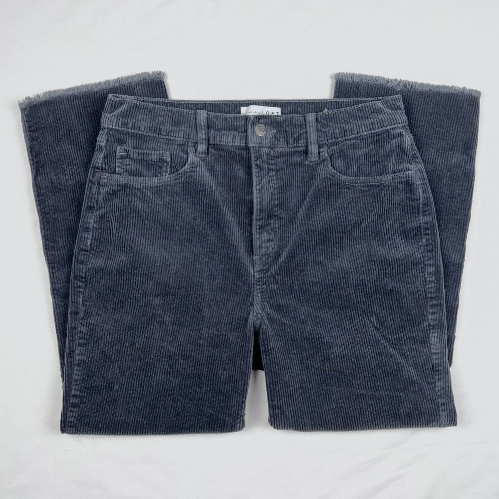 Made and Loved LOFT 10 Corduroy Cropped Gray Raw Hem Cotton Pants